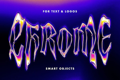 变形的镀铬文本效果  (PSD)