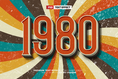 1980复古3D文本效果 (PSD)