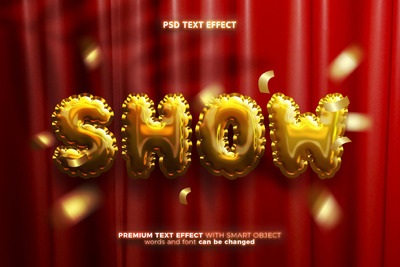 逼真的金色气球箔文本效果 (PSD)