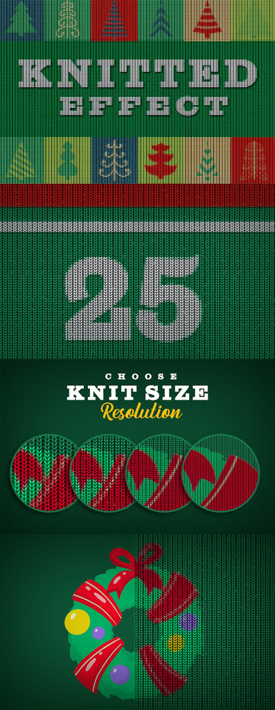 🔴逼真质感的新年圣诞节织毛衣效果图层样式-PSD