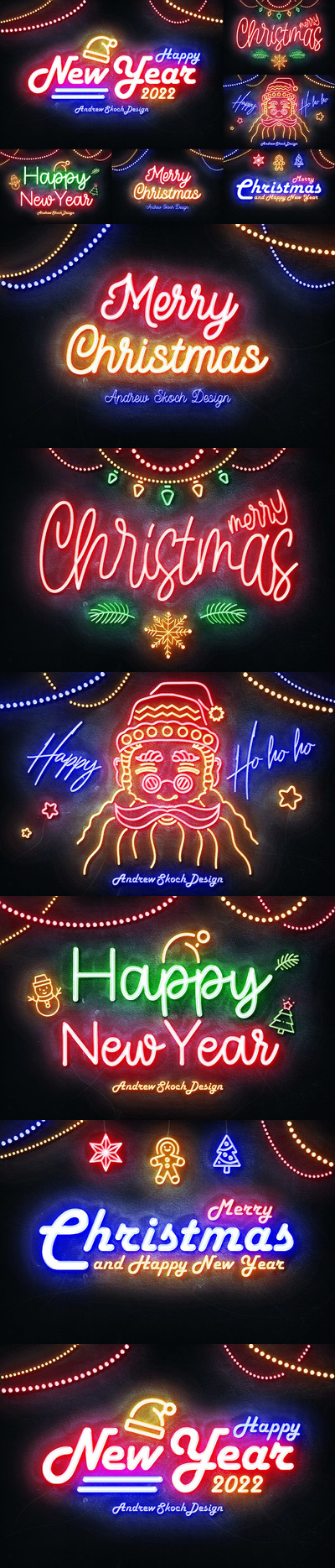 圣诞霓虹灯文本效果 (PSD,PDF)