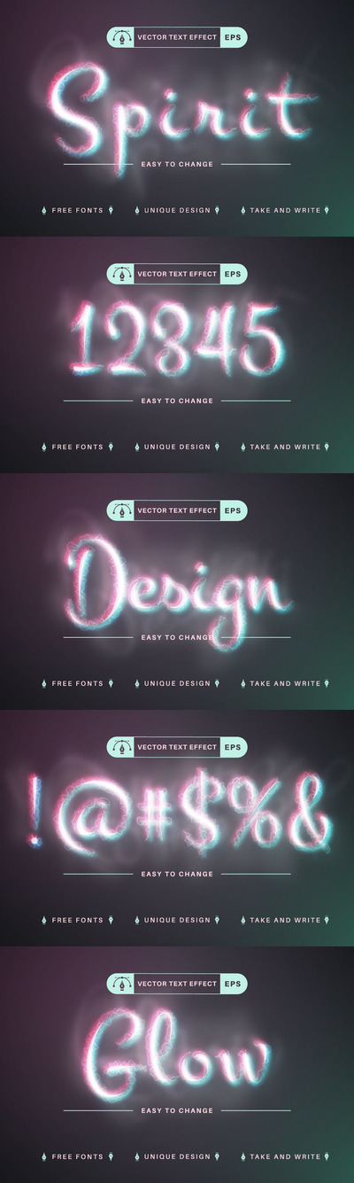 梦幻字体-可编辑文本效果，字体样式 (AI,EPS)