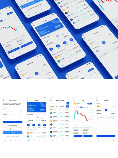 加密交易和加密货币投资应用APP UI KIT (FIG,PSD,SKETCH,XD)