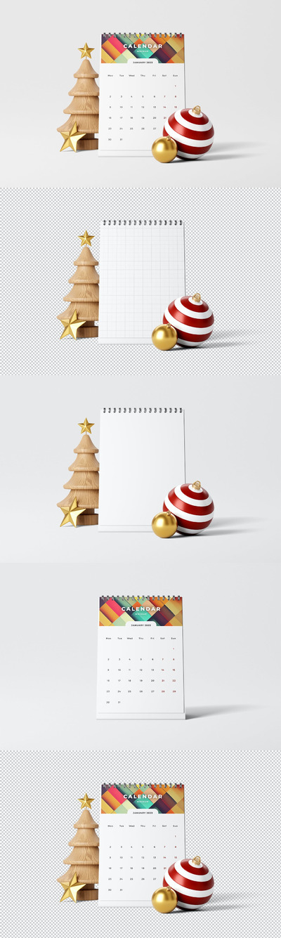 圣诞装饰日历设计样机 (PSD)