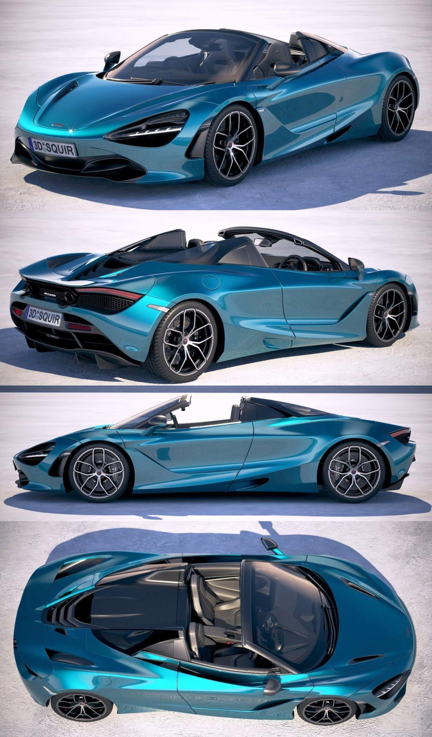 2019迈凯伦McLaren 720S Spider敞篷跑车3D模型（OBJ,FBX,MAX）
