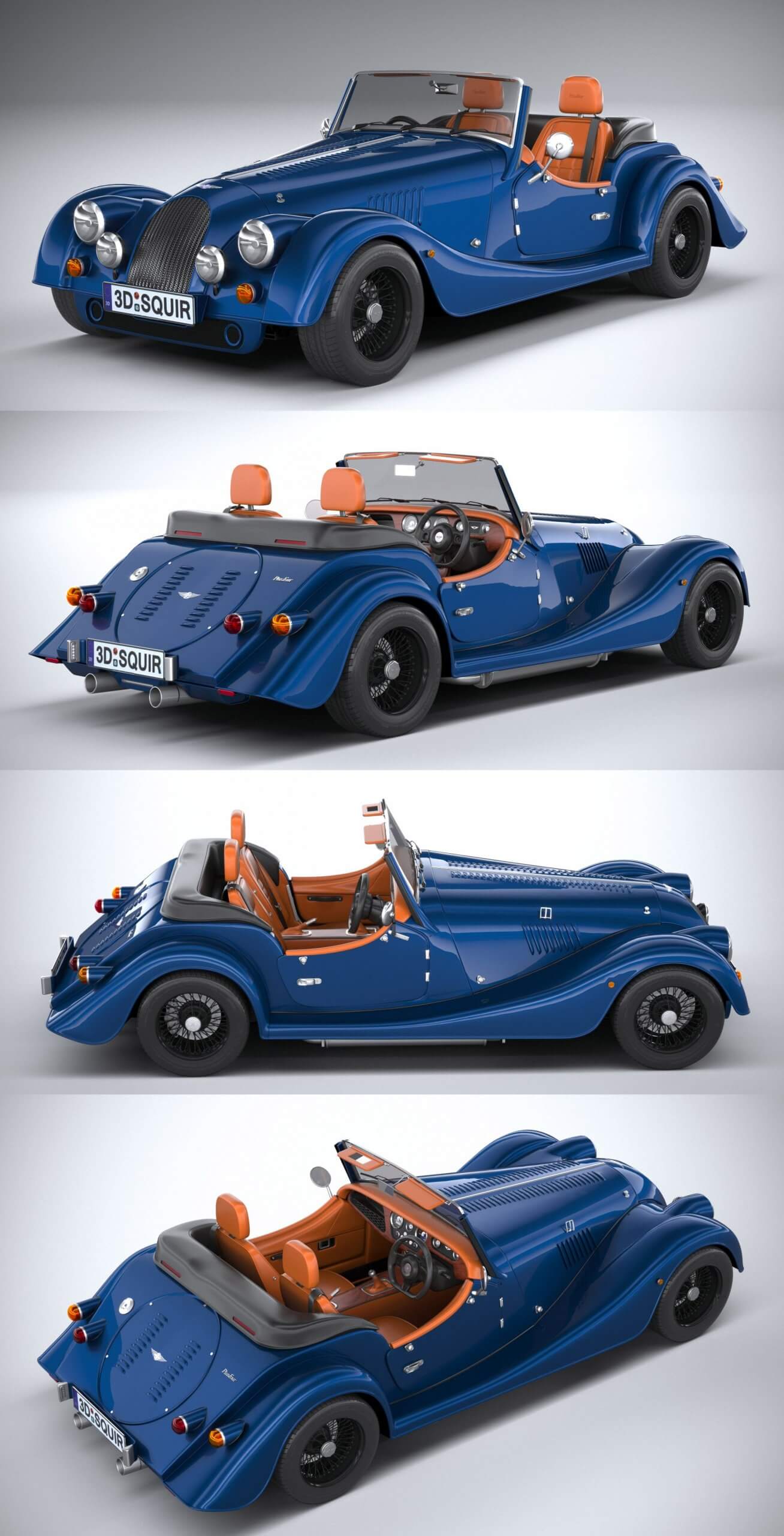 2021摩根Morgan Plus Four现代老爷车3D模型（OBJ,FBX,MAX）