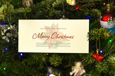 圣诞邀请函模型样机 (PSD)