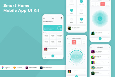 智能家居移动应用APP UI KIT (FIG,PSD,SKETCH,XD)