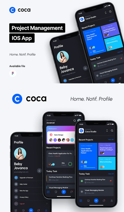 项目管理-主页&简介APP UI KIT (FIG)