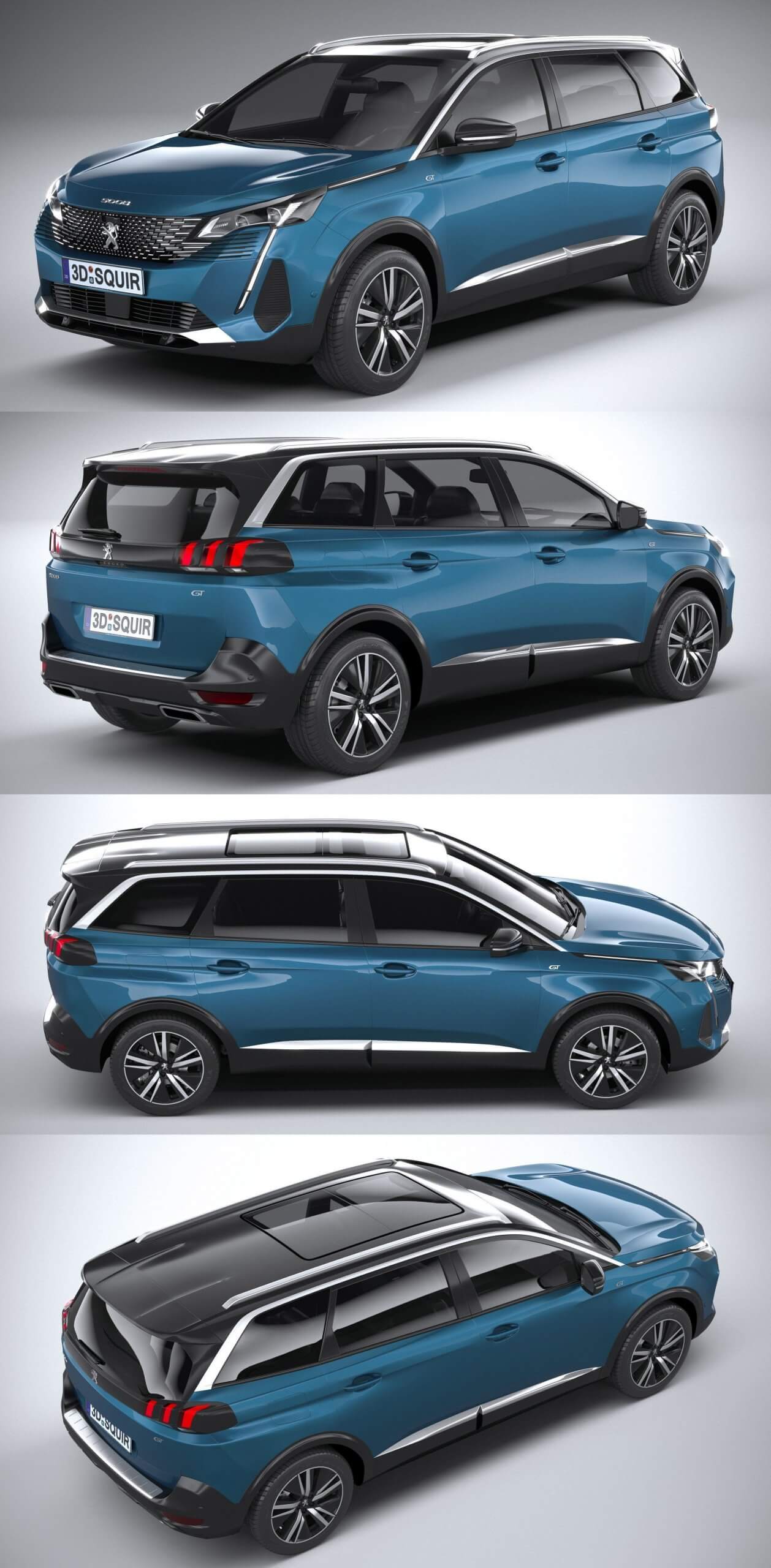 2021标志Peugeot 5008 SUV汽车3D模型（OBJ,FBX,MAX）