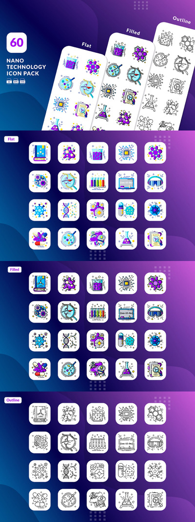纳米技术像素完美图标 (AI,EPS,SVG)