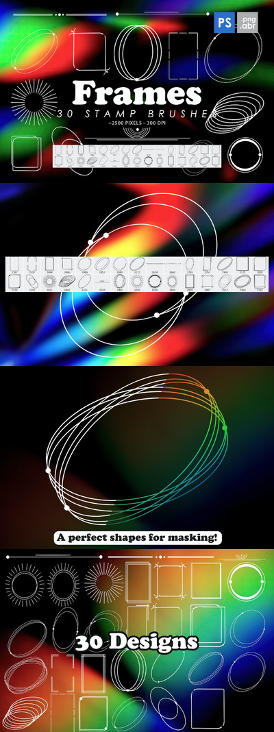 30个极简主义PS笔刷样式（ABR,PNG）