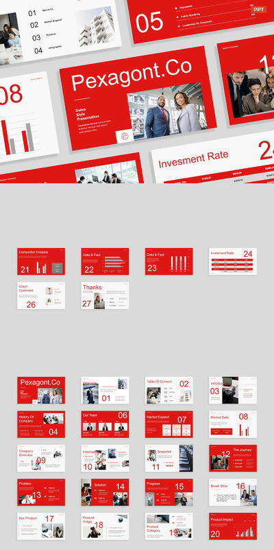 商业公司简介红色ppt模板 (PPTX,PPT)