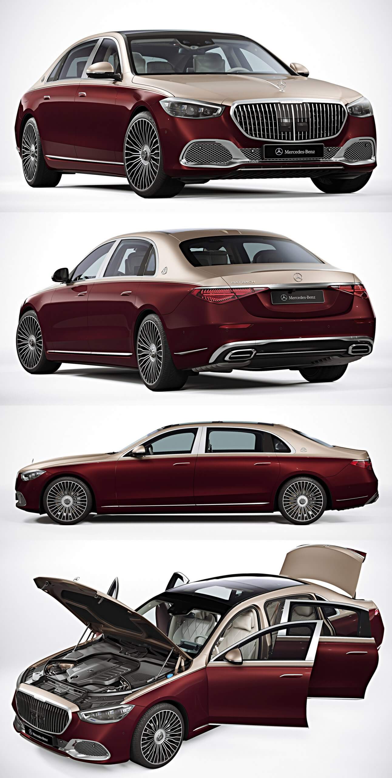 2022奔驰Mercedes Benz S Class Maybach豪华汽车3D模型（OBJ,FBX,MAX,C4D,LWO）