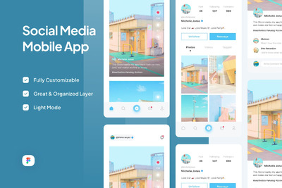 社交媒体移动应用APP UI KIT  (FIG)
