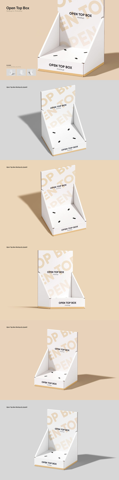 开顶产品盒包装设计样机 (PSD)