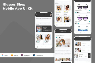 眼镜店移动应用 APP UI KIT (FIG,PSD,SKETCH,XD)