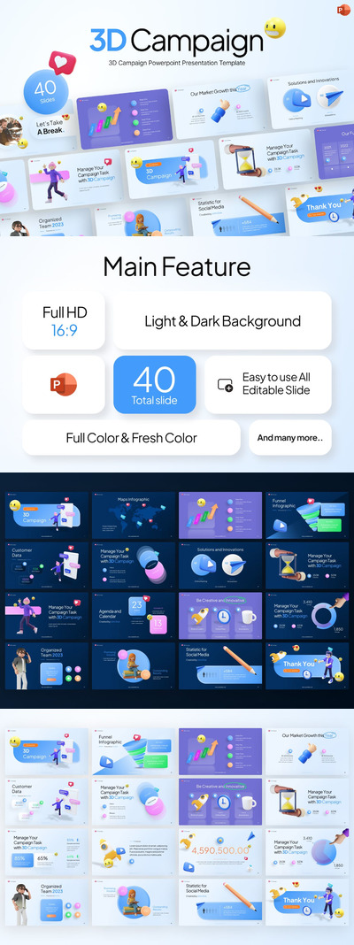 3D广告系列创意PPT模板 (PPTX)