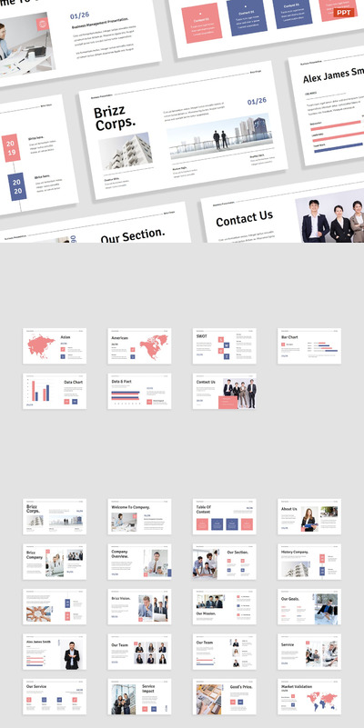 商业营销演示PPT模板 (PPTX,PPT)