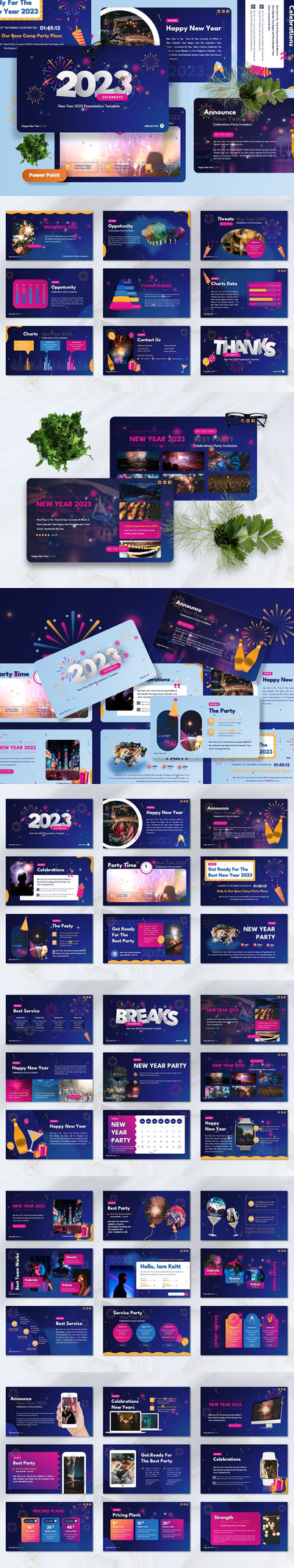 2023年新年庆祝主题PPT模板下载 (PPTX)