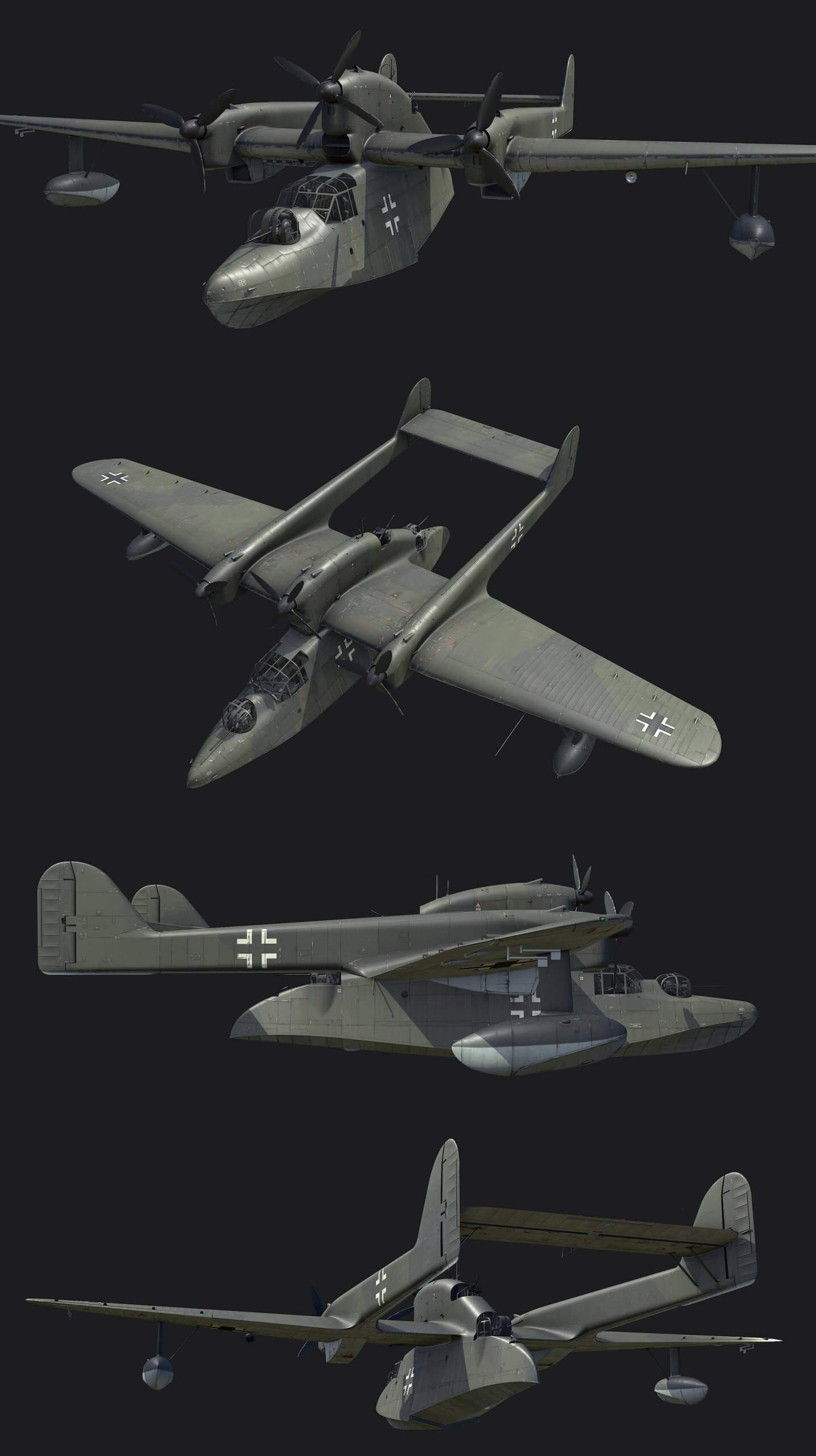 二战德国飞机Bv138水上侦察机3D模型（OBJ,FBX,MAX）