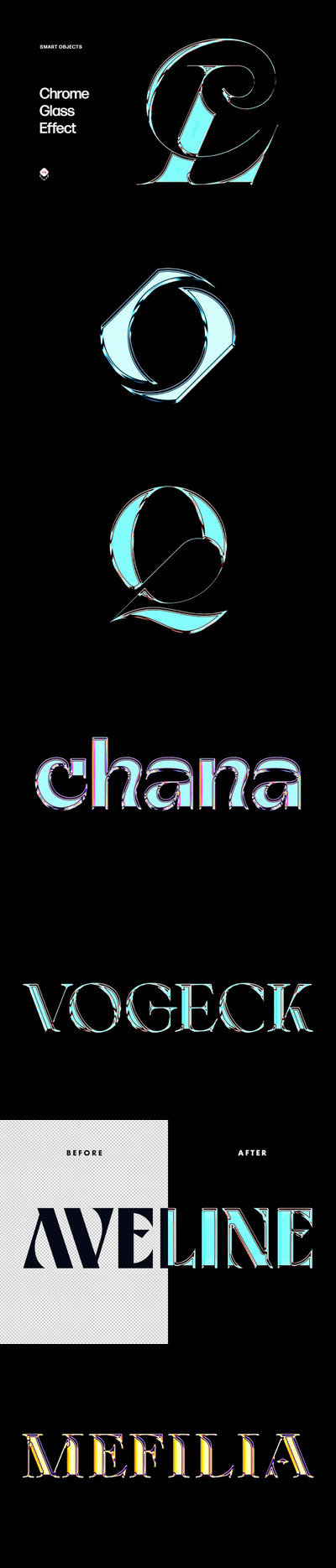 酷炫风格铬玻璃PS图层效果 (PSD)