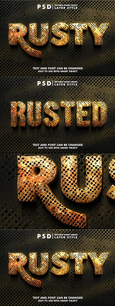游戏风格生锈的可编辑Tet效果 (PSD)