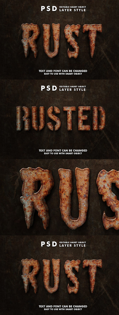 游戏风格锈蚀可编辑文本效果 (PSD)