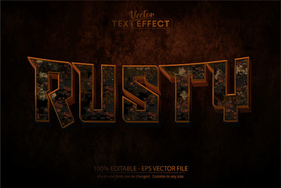 生锈-可编辑文本效果，PS游戏金属字体样式 (AI,EPS)
