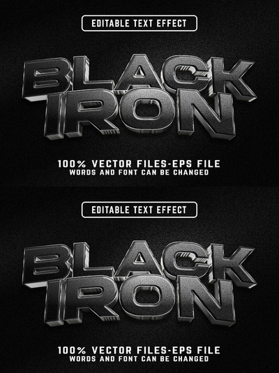 黑铁可编辑文本效果 (EPS)
