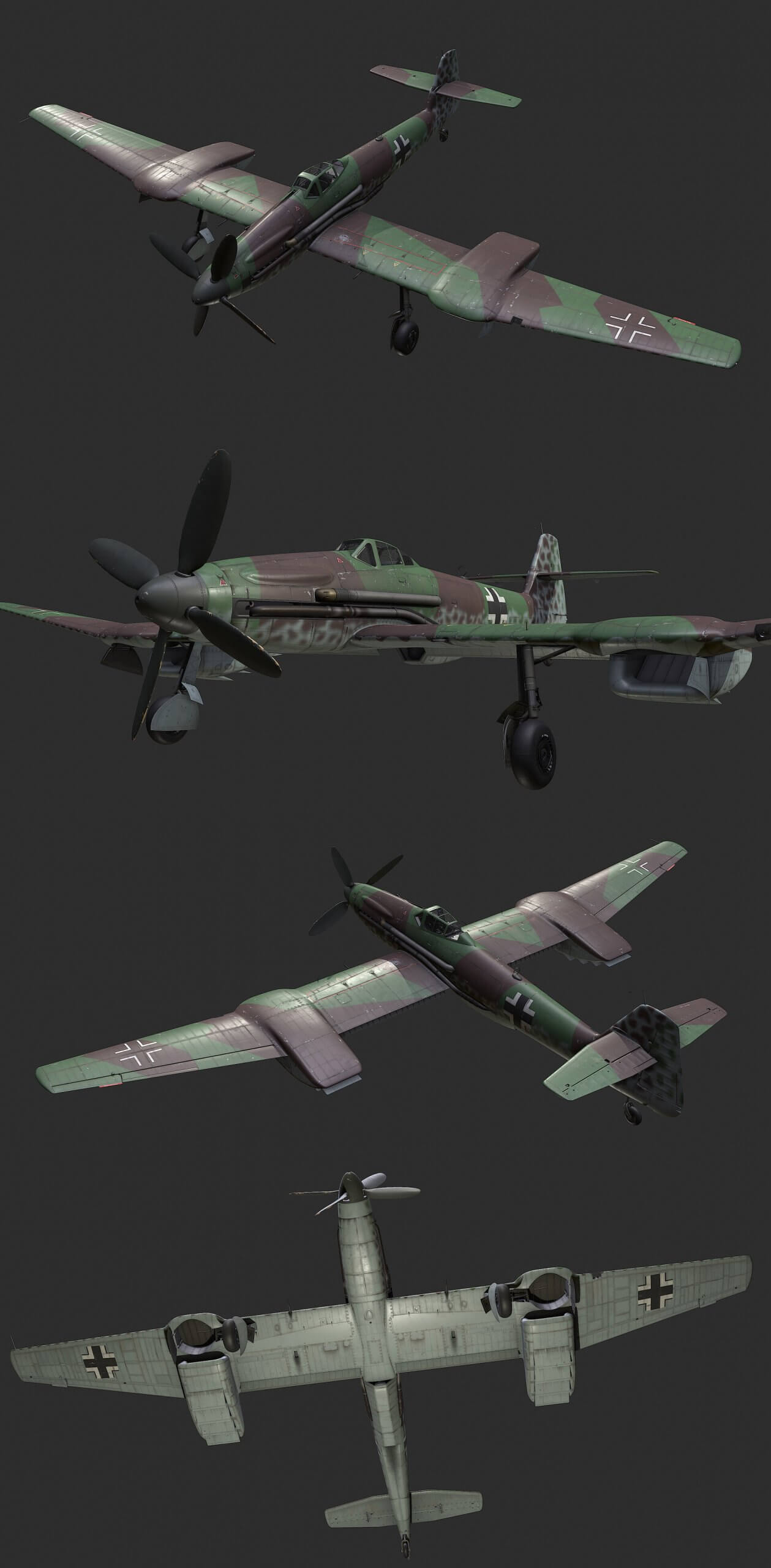 二战德国飞机BV155 B-1高空截击机3D模型（OBJ,FBX,MAX）