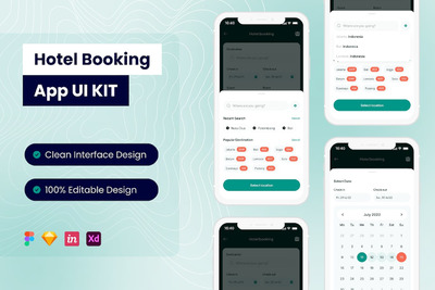酒店预订移动应用APP UI KIT (FIG,SKETCH,XD)