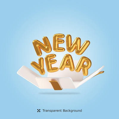 金箔气球新年3D插画素材[psd]