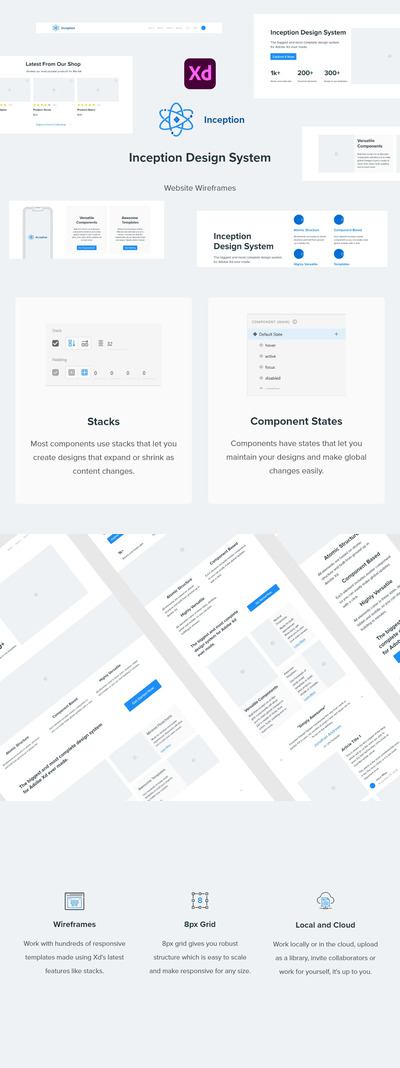 Inception网站线框（网页组件） (XD)