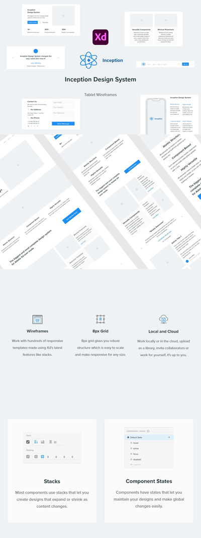 Inception Tablet线框（网页组件） (XD)