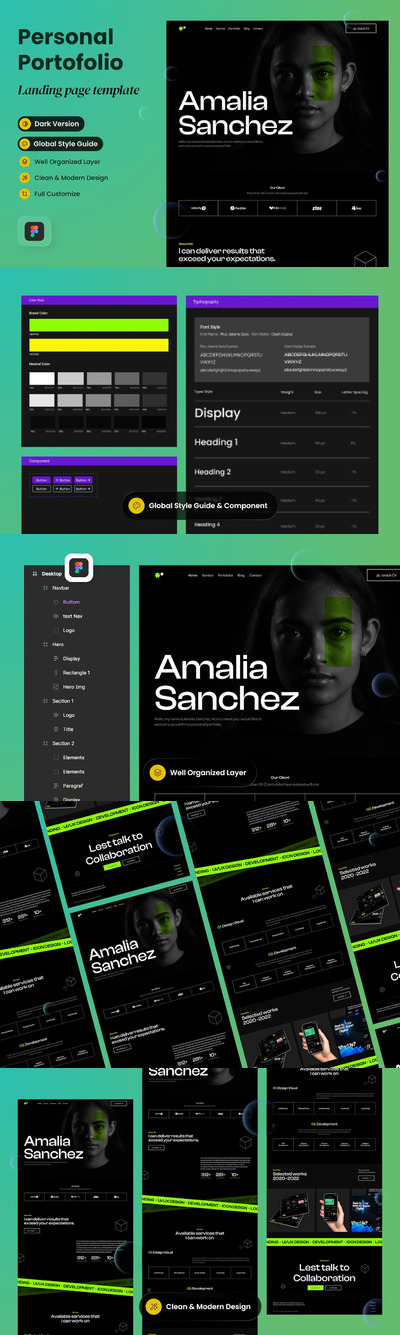 酷炫个人主页网页UI模板 (FIG)