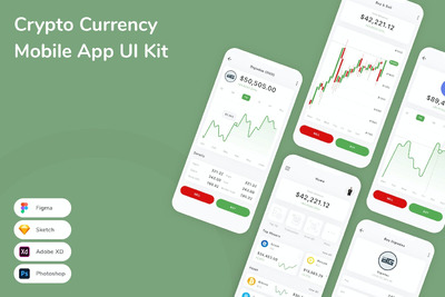 加密货币移动应用 APP UI KIT (FIG,PSD,SKETCH,XD)