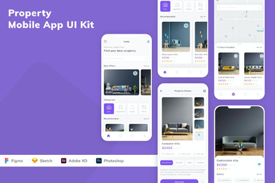 属性移动应用 APP UI KIT (FIG,PSD,SKETCH,XD)