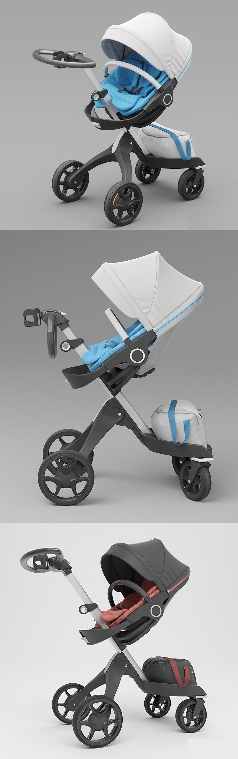 Stokke Xplory婴儿手推车3D模型（OBJ,MAX）