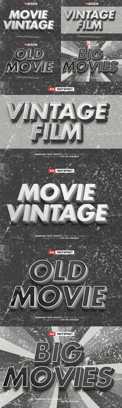 老古董电影文PS字体样式 (PSD)