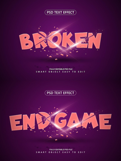 破碎PS图层样式文本效果 (PSD)
