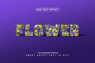 玻璃上的花朵PS文本效果 (PSD)