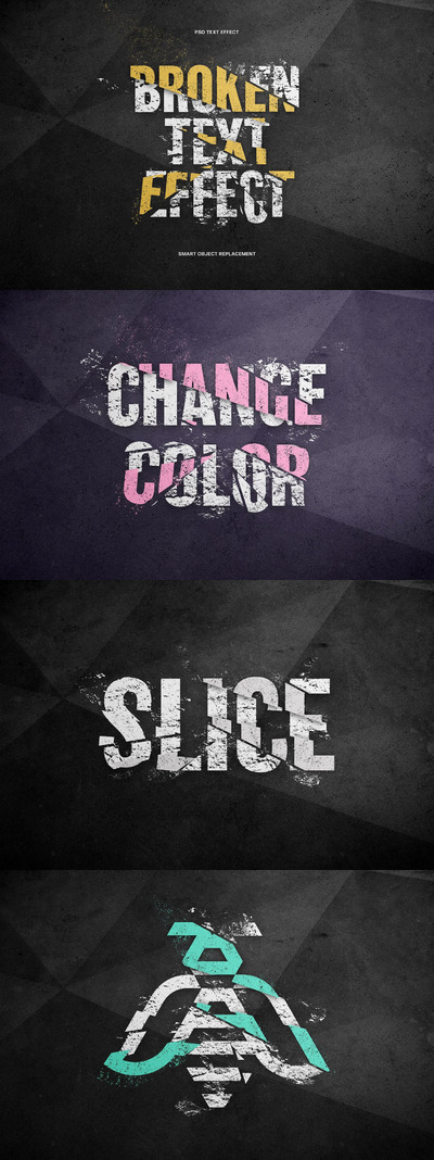 断开的文本效果 (PSD)
