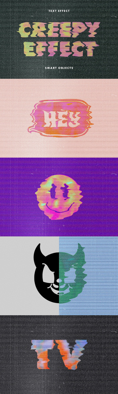 怪异的电视文本效果 (PSD)