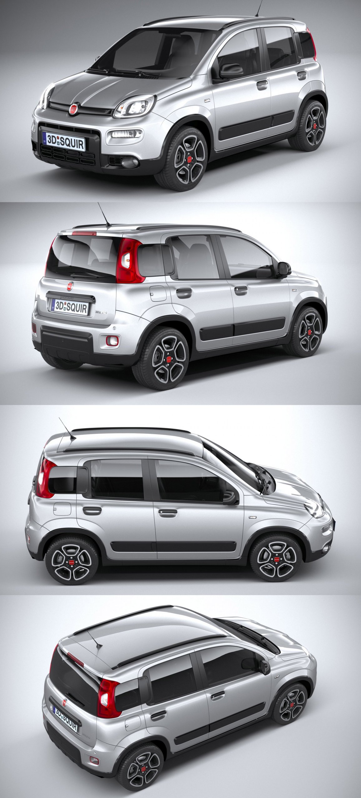 2021款菲亚特熊猫Fiat Panda CityLife微型汽车3D模型（OBJ,FBX,MAX）