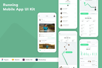 运行移动应用APP UI KIT (FIG,PSD,SKETCH,XD)