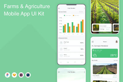 农场和农业移动应用APP UI KIT (FIG,PSD,SKETCH,XD)