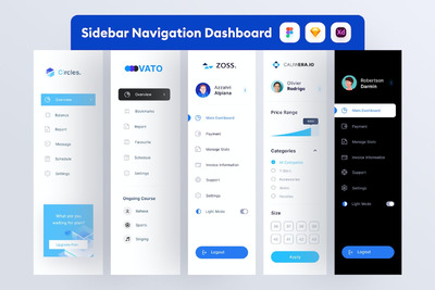 侧栏导航仪表板 (FIG,SKETCH,XD)