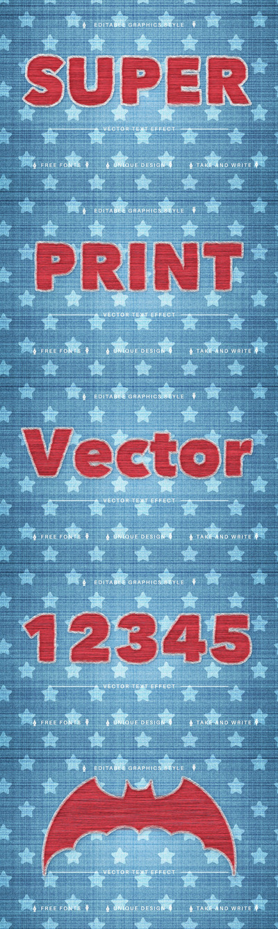 超级刺绣可编辑文本效果，字体样式 (AI,EPS)