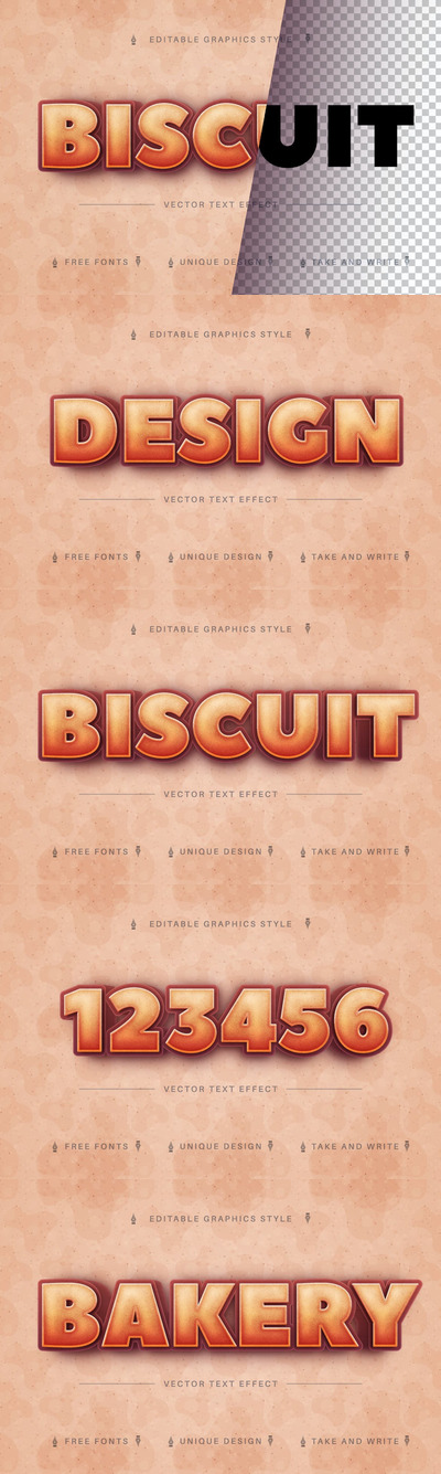 饼干可编辑文本效果，字体样式 (AI,EPS)